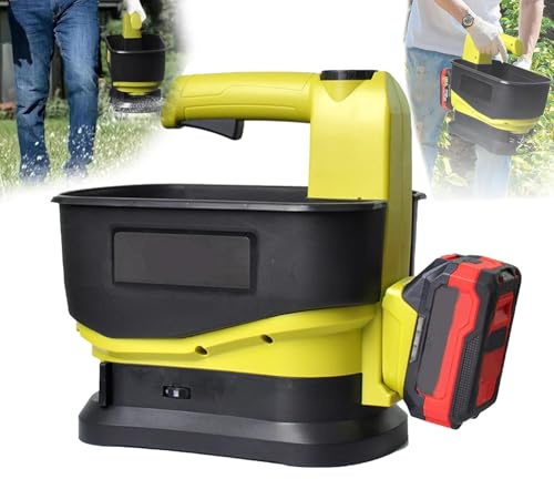 Esparcidor de mano inalámbrico, 5,5 L de doble uso para semillas de césped y grano de invierno, cobertura de 140° y 6 engranajes ajustables para semillas de césped, piensos y fertilizantes cuidado del