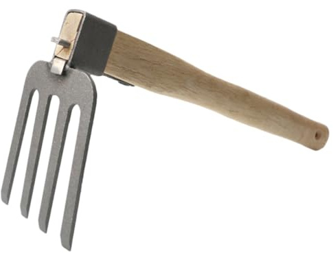 Homoyoyo Râteau de Jardin Compact en Acier et Bois pour Jardinage à Main, Outil Portatif Léger, Désherbage et Binage Extérieur, Outil Multifonction pour Culture et Aménagement de Jardin