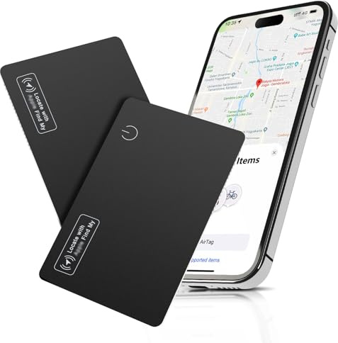 Smart Wallet Tracker Card 1.6 mm, Key Finder, Rechargeable, IP68 Waterproof, (iOS Only) Item Finder, Applicable to Find My App, Pack of 2