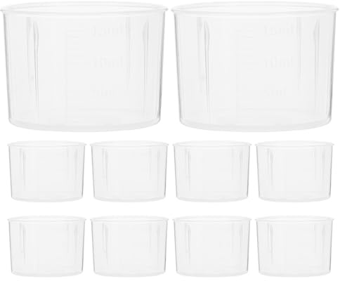 Hohopeti Tazas Medidoras de Plástico Pp Transparentes 15 Ml, Juego de 10 Vasos Graduados para Líquidos, Medidoras Multiusos para Cocina, Laboratorio y Dosis de Medicina Reutilizable