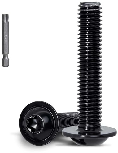 KINETOX 10 Stück Linsenkopfschrauben mit Flansch M8 x 80 mm Torx SchwarzEdelstahl A2 V2A Schrauben Flachkopfschrauben Maschinenschrauben für PC Gehäuse Fahrrad Zubehör & Haushalt Reparaturen mit Bits