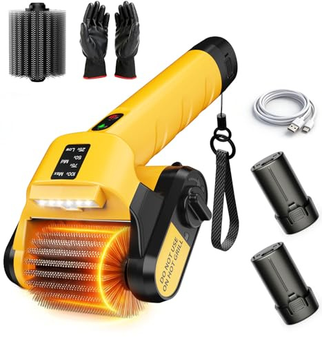 Qimedo Electric Grill Brush, 800RPM Powerful Cordless BBQ Grill Cleaner with 2 Rechargeable 2500mAh Batteries, 3 Speed Adjustable & 350 Mins Runtime, for Barbecue Grate Flat Top Grills
