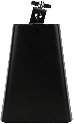 7-Zoll-Schwarze Metall-Kuhglocke, Perkussionsinstrument für Salsa und Schlagzeugsets, Vollständige Eisenkonstruktion mit rostfreiem Überzug, 1,5 mm dicke Kuhglocke für Musiker und