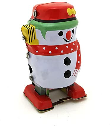 AYUNJIE Retro Wind Up Toy MS253 Snowman Robot Adult Tin Toy Creative Vintage Collectible Kids Gift