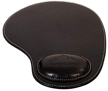Alpenleder Mousepad - Salem (Handgefertigt) - Nachhaltiges Bio-Leder aus regionaler Landwirtschaft | Mauspad Gaming Leder, Mousepad mit Handauflage *Fair Produziert* (25x20cm, Ebenholz)