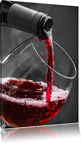 Pixxprint köstlicher Rotwein B&W, Größe: 100x70cm, Leinwandbild, fertig gespannt, Wandbild, Dekoration, Kunstdruck, kein Poster