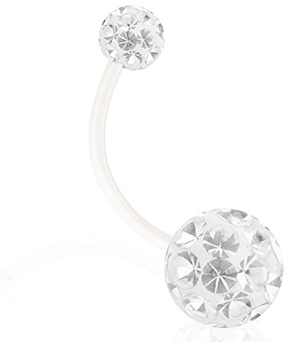 Piercingfaktor Bauchnabel Piercing Bioflex Bauch Bauchnabel Piercing Anhänger Kristall Schwangerschaft Zwei Kugel