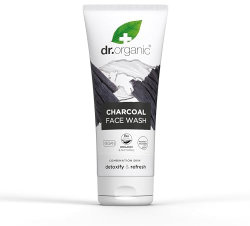Dr Organic Charcoal Face Wash, Cleansing, For Acne & Clearing Skin , Oily, Problem Skin, Natural, Vegan, Cruelty-Free, Paraben & SLS-Free, Organic, 200ml, packaging may vary