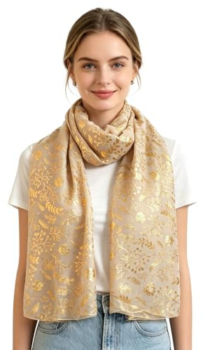 Lina & Lily Damen Schal Hijab Glitzer Blumenmuster