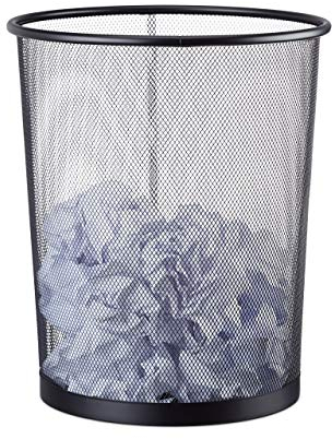 Relaxdays Cestino gettacarte metallo grande pattumiera portarifiuti da ufficio 20 litri Ø 30 cm alto 35 cm nero