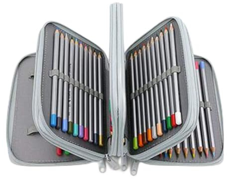 Towinle Super Large Capacity Pencil Case 72 Slots, Coloured Pencils Holder, Student Stationary Case, Extra Large Pen Storage Bag for Pencils, Coloured Pencils, Markers Pen, Ballpoint Pen (Gray)