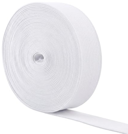 Cuerda elástica de poliéster de 5 metros de ancho, color blanco, 3 cm de ancho, banda de goma trenzada plana, cuerda de hilo elástico, cinta elástica de punto, carrete de cinta elástica para hacer
