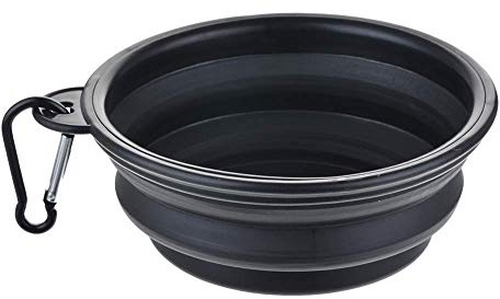 Skingwa Reise-Wassernapf für Hunde, Reisenapf mit Karabinerhaken, 380 ml, 13 * 5.5cm, schwarz