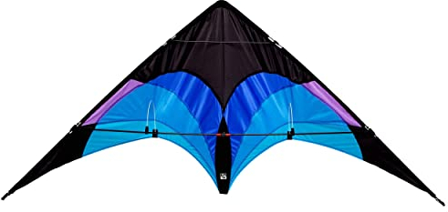 Wolkenstürmer® Lenkdrachen Flip (blau) - 2-Leiner Sportlenkdrachen - Stablenkdrachen für Kinder & Einsteiger (140cm) - flugfertig inkl. Polyesterleinen und Handschlaufen