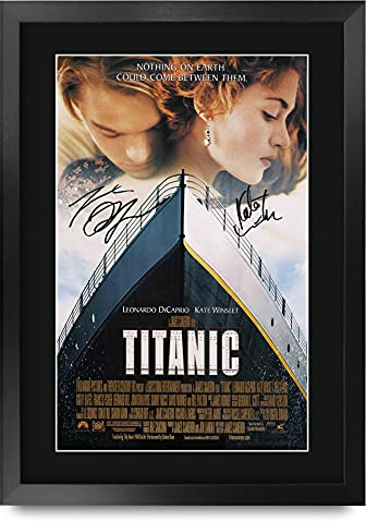 HWC Trading Titanic Leonard DiCaprio, Kate Winslet Geschenke Geducktes Signiertes Autogramm Foto für Fans von Film Memorabilien - A3 Gerahmt