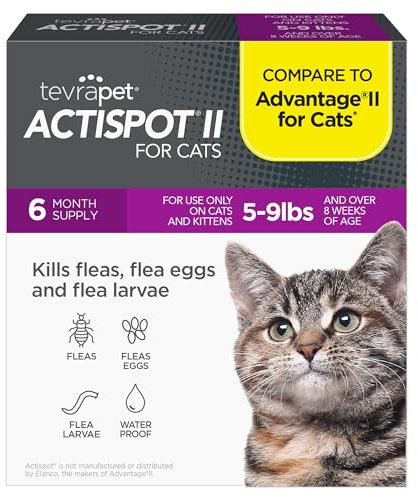 TevraPet Actispot 2 Flea Treatment for Small & Medium Cats 5-9 lbs, 6 Doses