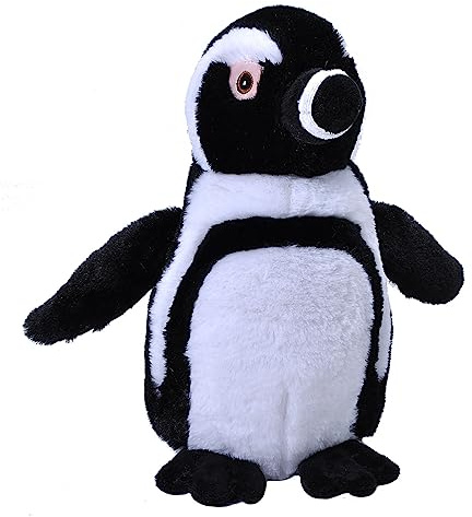 Wild Republic Ecokins Schwarzer Fußpinguin, Kuscheltier aus Stoff, Nachhaltiges Spielzeug, Baby Geschenk zur Geburt von Jungen und Mädchen, Stofftier 30 cm