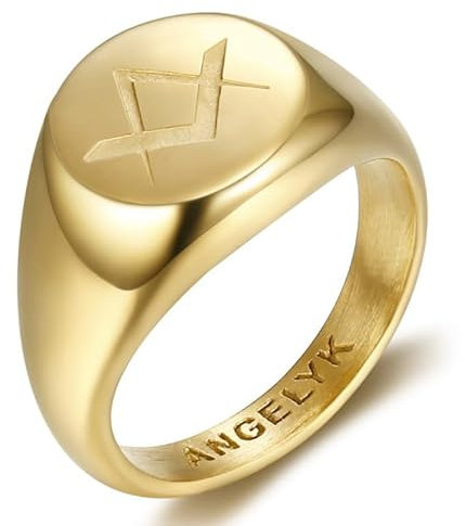 BOBIJOO Jewelry - Bague Franc Maçon Fleur Lys Croix Templier Malte Jerusalem Acier Or Doré Plaqué Discrète Chevalière - 66 (11 US), Acier 316L - Franc-Maçon