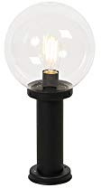 Qazqa - Standing Outdoor Pole I Bollard I Post lamp Black with Clear Ball 50 cm IP44 - Sfera Garden- - Modern - Suitable for LED E27 | 1 Light - Stainless Steel Bollard Light - Suitable for