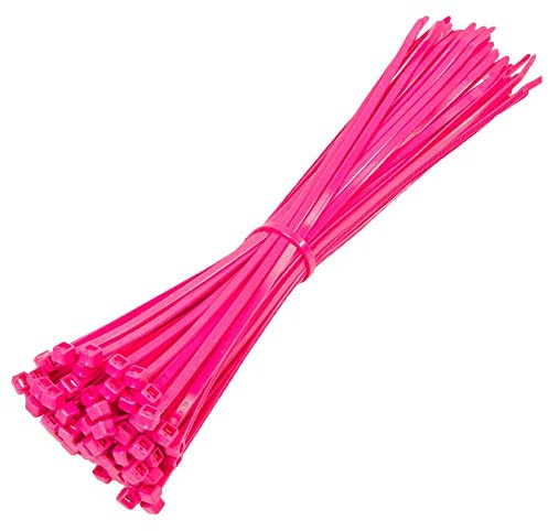 KafTon Fluorescent Cable Ties Pink Premium Nylon Plastic Cable Ties (100, 200mm x 4.8mm)