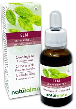 Elm (Ulmus procera) Naturalma Emotional Flowers or Bach Flowers - Drops 30 ml - Alcohol-Free Liquid Extract - Flower essences - Vegan and Without Alcohol