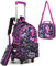HTgroce Sac à Dos d'école Fille, Sac en Coton pour Enfants, étui à Crayons, boîte à Lunch, étiquette de Sac d'école
