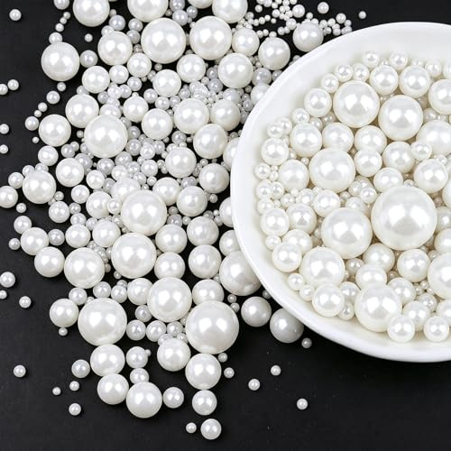 Weraru Perles de sucre blanches comestibles pour pâtisserie, décorations de gâteaux comestibles, décorations de cupcakes, décorations de biscuits, célébrations, mariage, fête, Noël, accessoires, 130 g