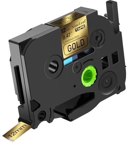 NineLeaf Kompatibel für Brother P-touch TZe-831 TZe831 TZ-831 TZ831 AZe-831 TZE Schriftband 12mm 0.47'' Schwarz auf Gold Laminiert Etikettenband für Ptouch PT-D200 D200G D200BT Beschriftungsgerät