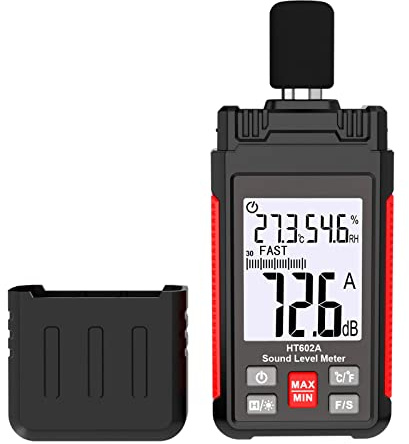 Intendvision HT602A Sound Level Meter - Portable Noise Decibel Meter 30-130dBA with A Weighted, Backlight LCD Display, Max/Min, Data Hold, Fast/Slow for Home, Noisy Neighbor