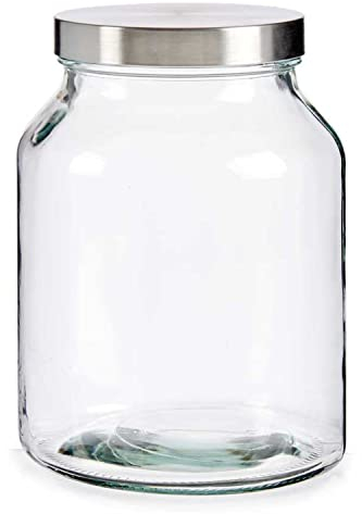 TIENDA EURASIA - Bote Cristal con Tapa, Bote de Cocina de 3 L, Tarro de Cristal de 16 x 16 x 21 cm con Tapa a Rosca, Botes Cocina Almacenaje en Vidrio con Tapa de Aluminio, Tarro Candy Bar