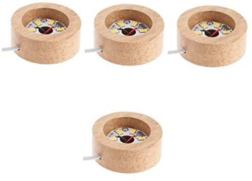 DOITOOL 4 Stück Kristallkugel-lampenfassung Anzeige Glasbausteine ​​zum Basteln Mit Loch Geführter Messestand Warmlicht-basisständer Lässt Harz Glaskunst Scheinen Led Holzrahmen