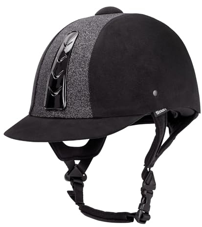 Start Sport+ - Casco de equitación ligero y seguro para adultos y niños, con sistema de ventilación eficaz, ajustable para un ajuste óptimo (negro/brillante/barniz, L (59-61)