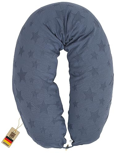 sei Design Stillkissen Mikroperlen XXL Lagerungskissen Schwangerschaftskissen Seitenschläferkissen 190x30 cm groß (Bezug Gestrickt Denim, Füllung EPS Mikroperlen)
