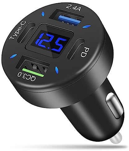 AXFEE Bil USB-laddare, Bil Movil Laddare 4 Port QC3.0 & PD, Snabbladdning Tändare Laddare, Kompatibel med iPhone, Huawei, Samsung Galaxy, Xiaomi, Tabletter, Smartphones, Q1-3498000