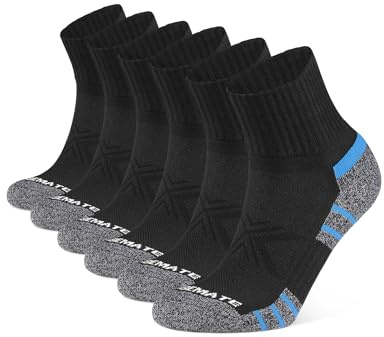 CLOSEMATE Sneaker Socken Herren Kurze Sportsocken Baumwollsocken Arbeitssocken Work Socken Halbsocken Laufsocken Men Quarter Running Socks 47-50 6Schwarz XL