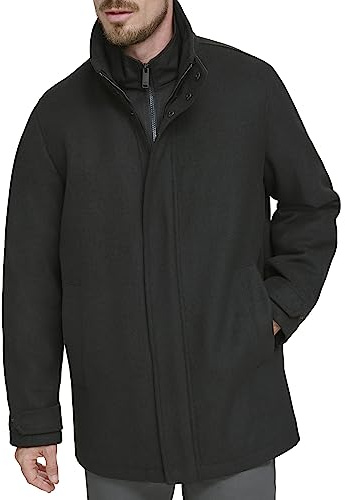 Dockers Men's Wool Melton Two Pocket Full Length Duffle Coat, Black, X-Large