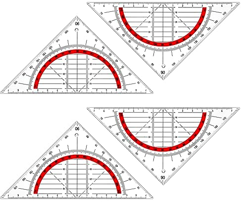 JIANTA Geometrie Dreieck, 4 Stück Geodreieck aus Kunststof Flexibles Geodreieck Geodreieck zum Kreise Zeichnen, Geeignet für Studenten Büro Designer Malerei