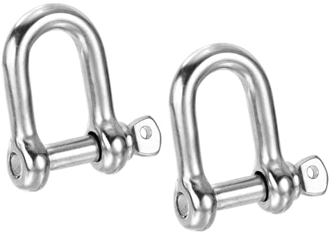 PATIKIL Tornillo Pasador Grillete M6 1/4 440lbs, 2 Paquete 304 Inoxidable Acero D Anillo Grillete para Cadenas Alambre Cuerda Exterior, Plata