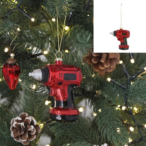 Baumschmuck aus Glas mundgeblasen und handbemalt - Baumhänger - Weihnachtshänger - Christbaumschmuck - Weihnachtsbaumschmuck (Bohrmaschine)