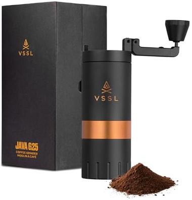 VSSL G25 Java Coffee Manual Coffee Grinder, 30 Gram Capacity, Stainless Steel Conical Burr, Carbon