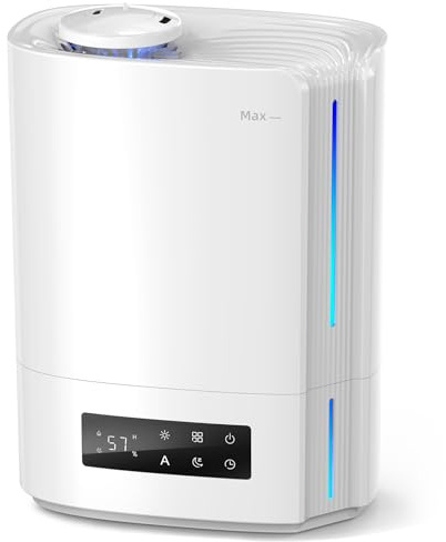 BREEZOME 6L Humidifiers for Bedroom Large Room & Essential Oil Diffuser, Ultrasonic Top Fill Cool Mist Humidifiers for Baby, Plants, Nursery Last up to 60 Hours, Smart Humidistat Control, Quiet, White