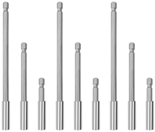 9 PCS Strong Magnetic Drill Bit Extension Holder, 1/4 Hex Shank Screwdriver Bit Holder, S2 Steel Screwdriver Extension, 2, 4, 6-Inch Extensions