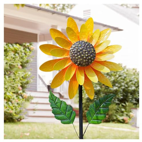LHCXKJGS Tournesol Wind Spinner, Moulin À Vent en Métal pour Le Jardin Tournesol Moulin À Vent en Métal Résistant Déco pour Le Jardin, Pelouse Ou La Terrasse