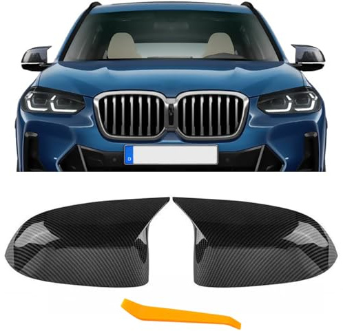 TTCR-II 2PCS Spiegelkappen Kompatibel mit BMW G01 G08 G02 G05 G06 G07 | Rückspiegel Abdeckung X3 G01 G08 X4 G02 X5 G05 X6 G06 X7 G07 2019-2024 Seitenspiegelgehäuse Links + Rechts (Kohlefasermuster)