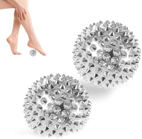 2 Stücke Klein Igelball Hart,32mm ABS Plastic Akupressur Ball,ABS Kunststoff Igelball Fußmassage,Stachelball Sliver,Skill Ball,Massageball für Stress Relief oder Massage Verschiedenen Körperbereichen