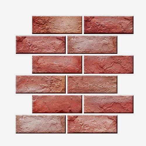 Steintapete Tapete Rot Mauer Stein Modern Papiertapete Braun Papier Moderne Design 3D Optik Steintapete Ziegelstein Backstein Mauerwerk Klinker Loft(C,29.5cm/11.6in 5pcs)