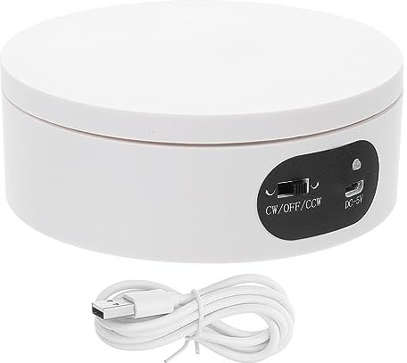 ABOOFAN 1 Satz Visualizer-plattenspieler Rotierende Vitrine Uhr Werkzeug Elektrischer Plattenteller Für Ausstellungszwecke Elektrischer Plattenspieler Uhrenständer Foto-requisite Weiß Abs