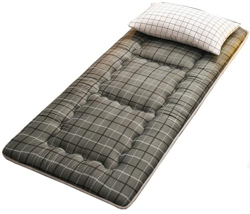 Japanische Bodenmatratze, Faltbare Rollmatratze Tatami-Matte, Kariertes Muster, Atmungsaktive Flauschige Bodenliege Gästebett for Campingcouch(A2,90 * 200cm)