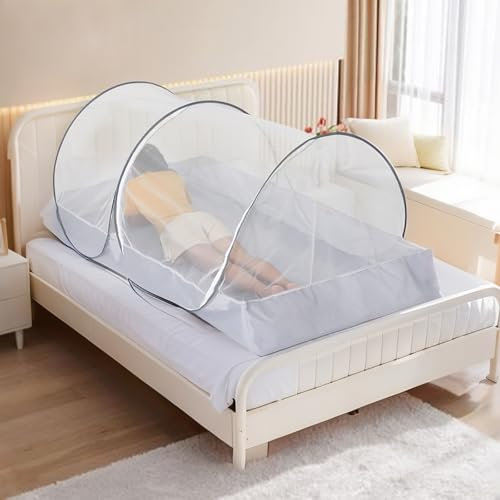 Petyoung Faltbares Pop-Up-Moskitonetz, tragbares, leichtes Einzelzelt, einfache Einrichtung, Moskito-Zelt, Bett für Zuhause, Camping, Reisen, Wohnheim
