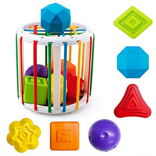 teytoy Montessori Toys for 1 2 Year Old Girls Boys, Baby Sensory Toys Colorful Shape Sorters Cube Stacking Activity Travel Toys Fine Motor Skill Toys for Toddler 6 9 12 Months Birthday Gifts